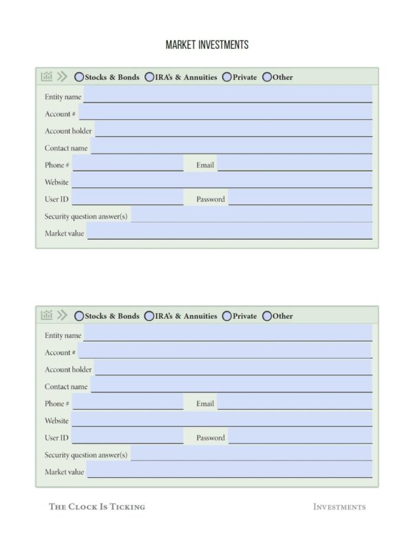 Page view of the Market Investments PDF page