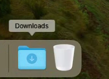 the Downloads button on a macOS launch bar